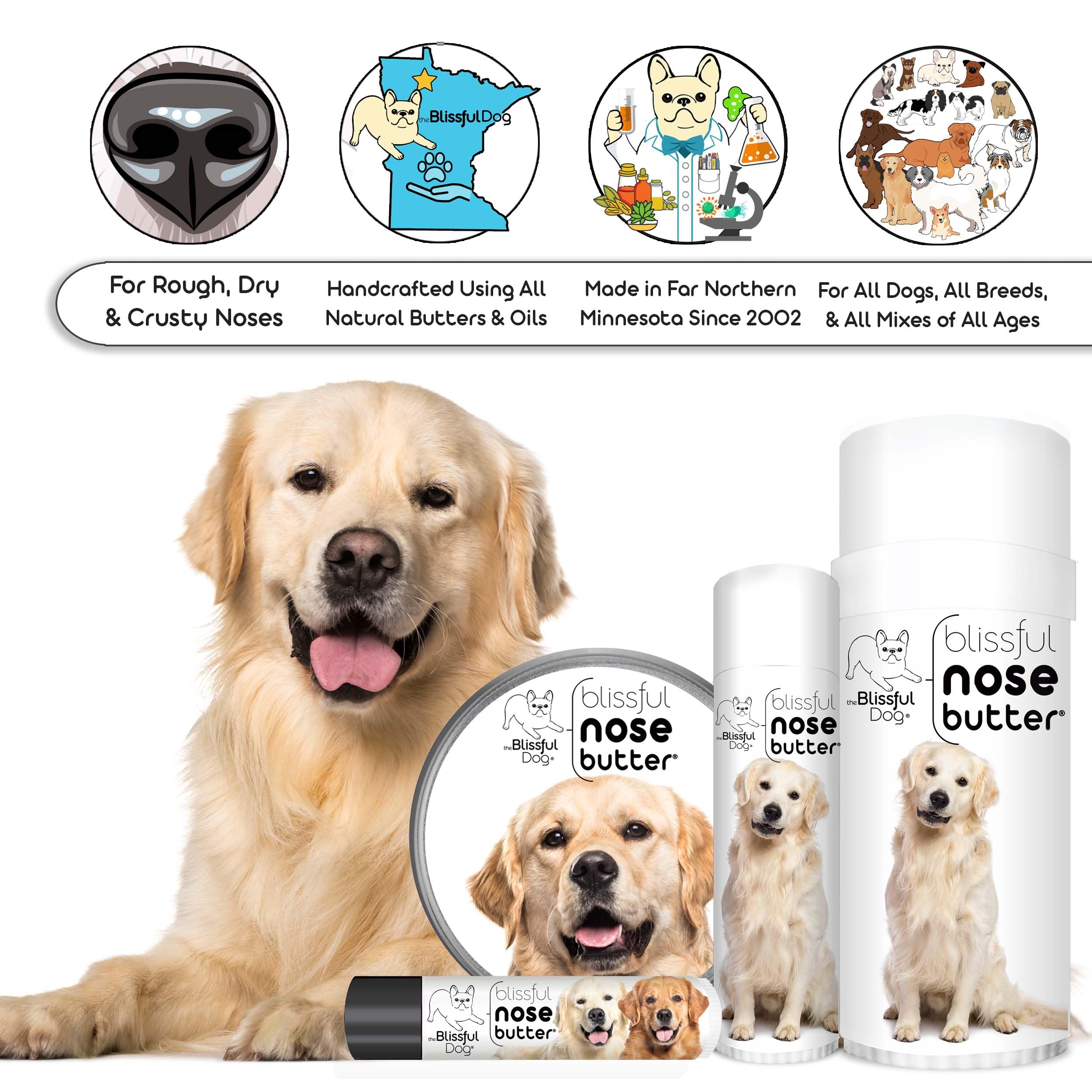 The Blissful Dog Golden Retreiver Unscented Nose Butter - Dog Nose Butter, 0.50 Ounce